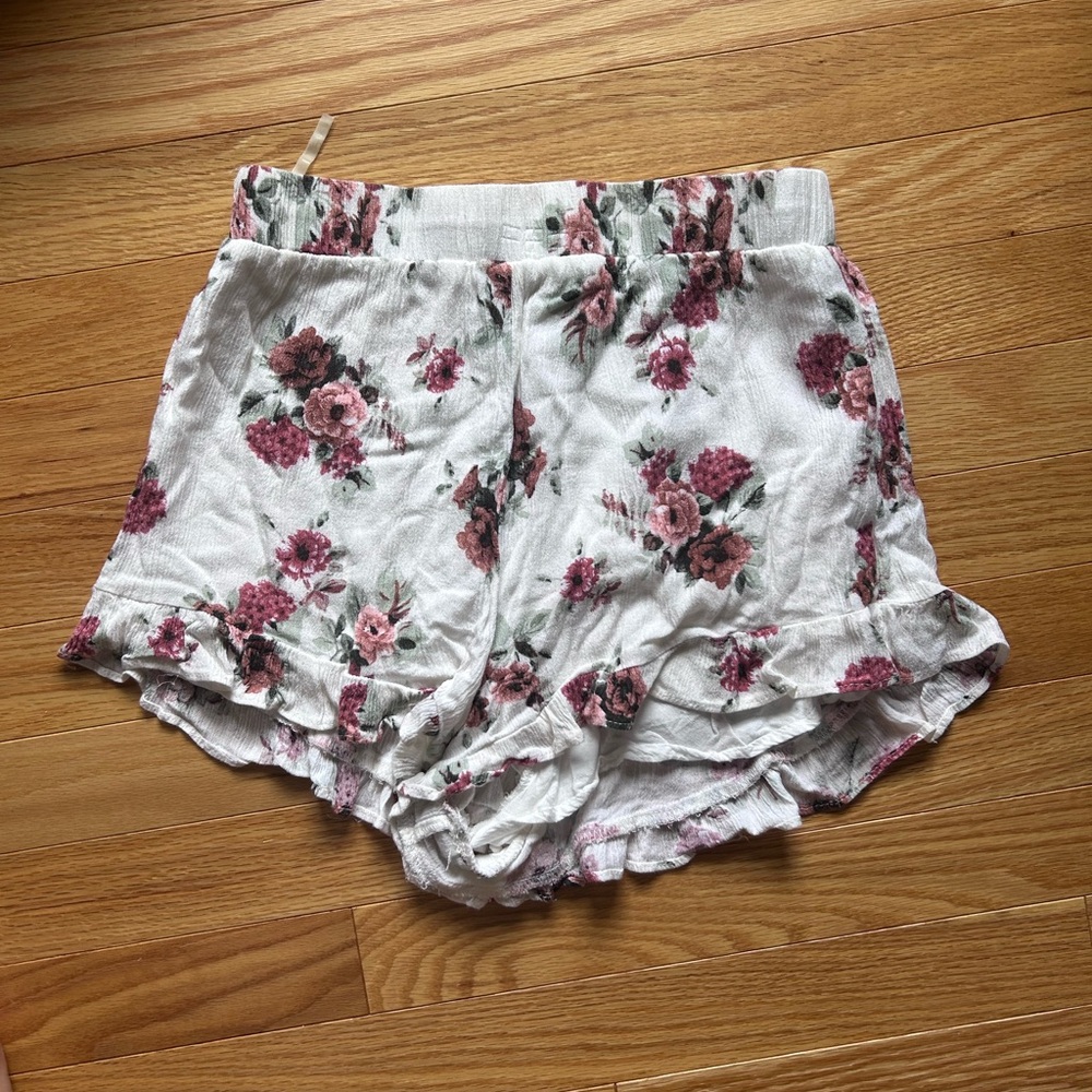 ILLA ILLA Floral High Waist Ruffle Shorts